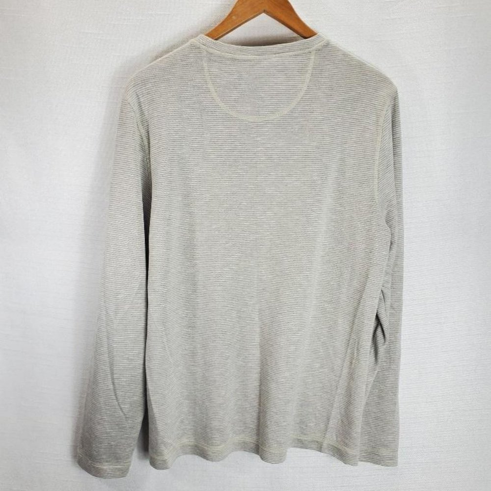 Orvis Classic Collection Shirt Mens M Cream/Gray Stripe Pullover Longsleeve Soft - Picture 5 of 9